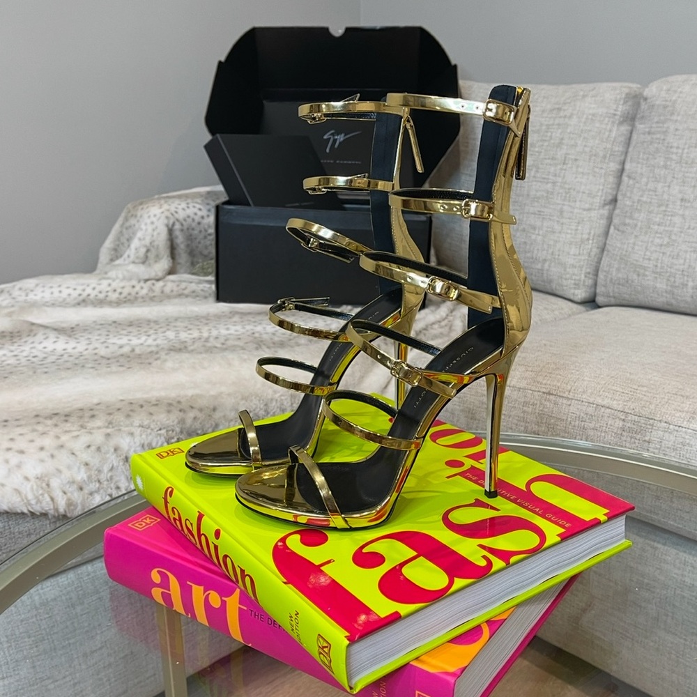 Giuseppe Zanotti Margaret Gold Strappy High Heel Sandals